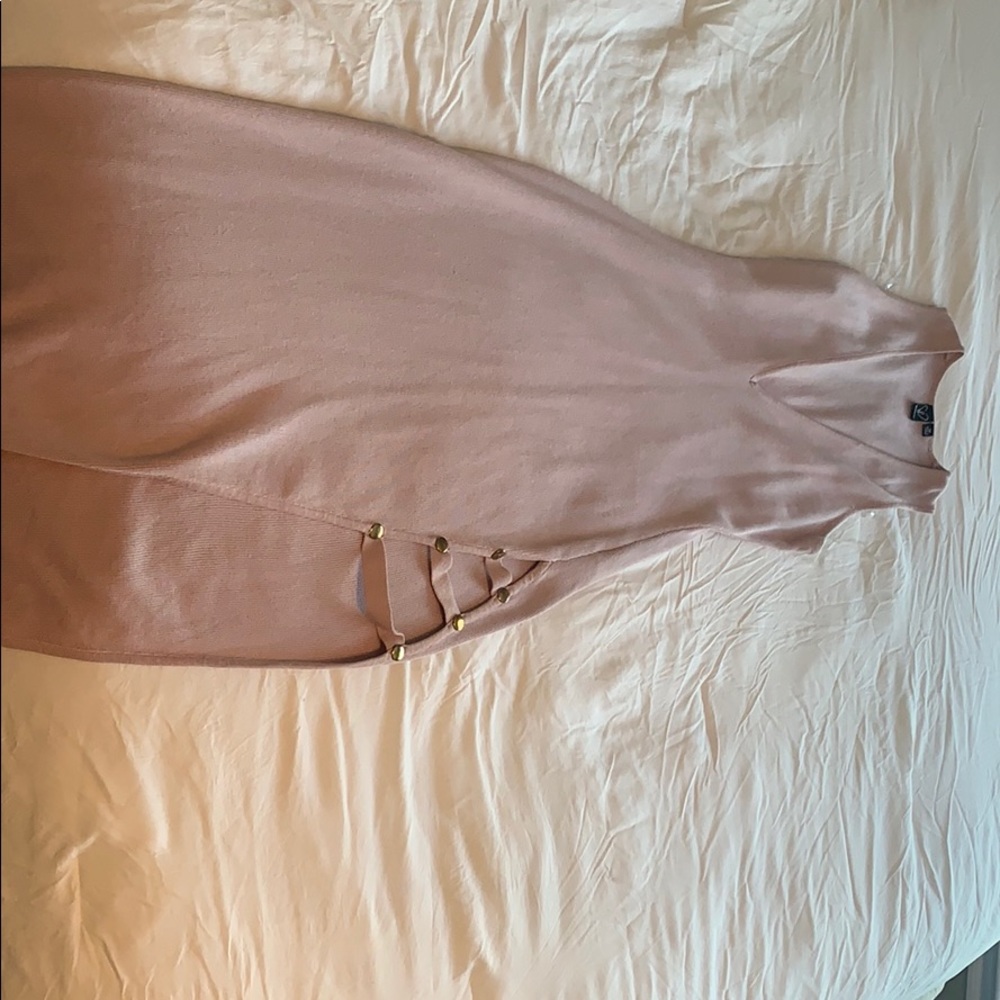 Blush colored sleeveless dress